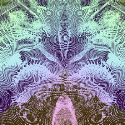 Jittery, staticky, mirror-image of a swarm of venus flytrap plants.